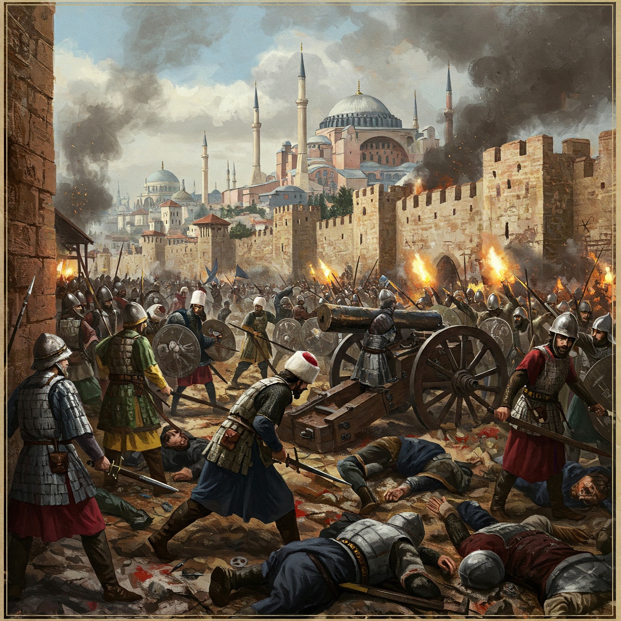 Illustration depicting European traders arriving in India